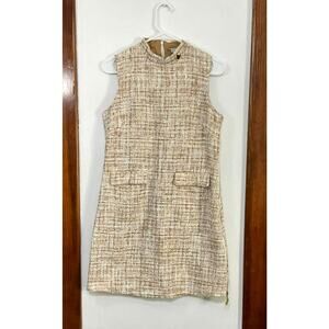AKA Ivy Storehouse Tweed Sleeveless Shift Dress Pockets Sparkly High Neck Small